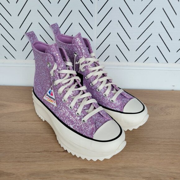 ⭐Converse Run Star Hike Hi Platform 6 Men's Shoes Sneaker Purple Glitter A10096C - Picture 2 of 10